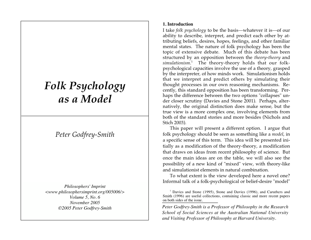 Folk Psychology As a Model