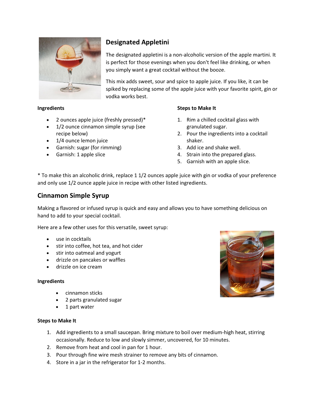 Designated Appletini Cinnamon Simple Syrup