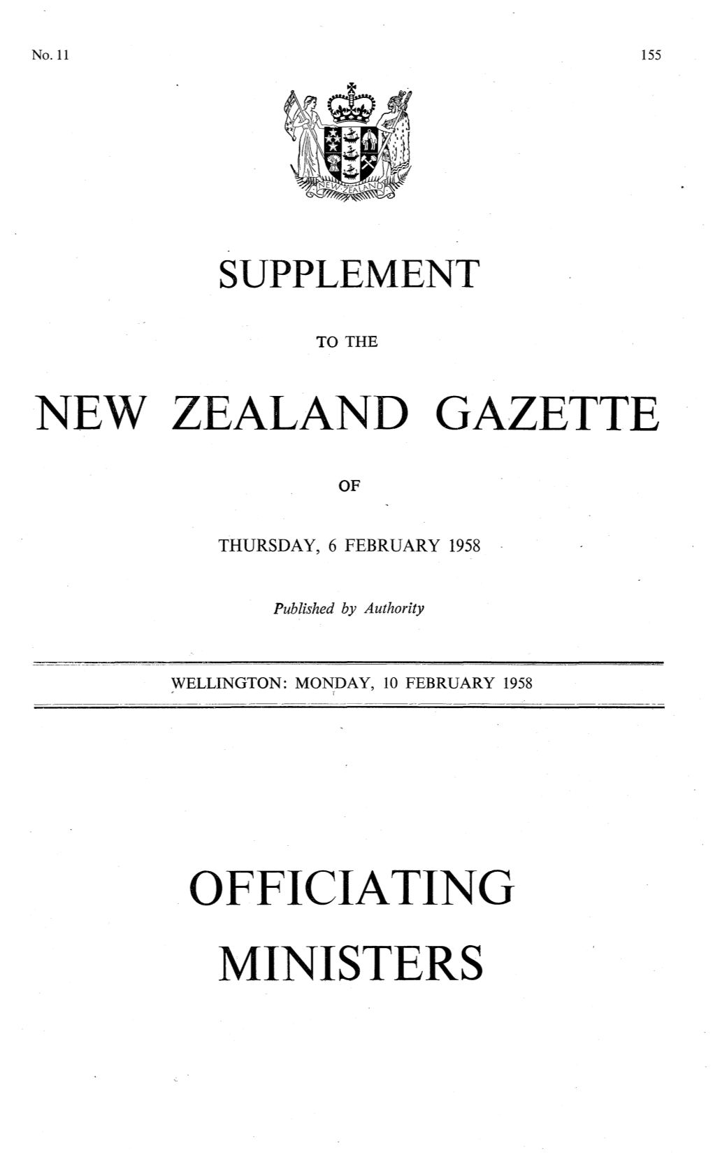 New Zealand Gazette Officiating Ministers