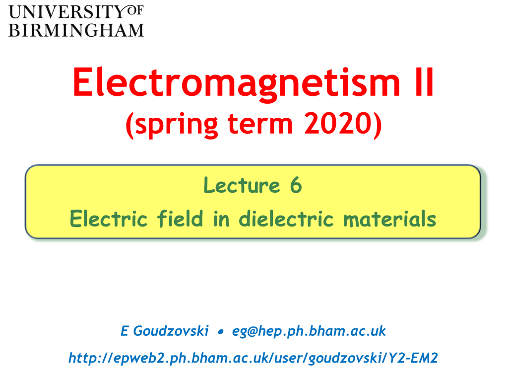 Dielectric Constant) of the Medium