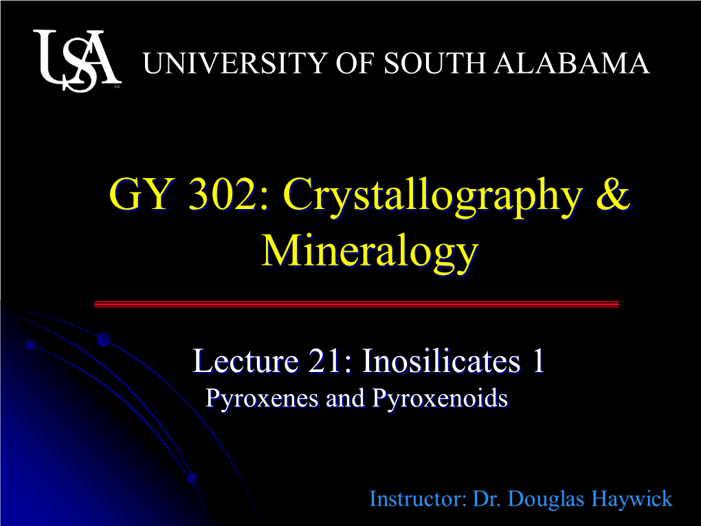 Inosilicates 1 Pyroxenes and Pyroxenoids Last Time