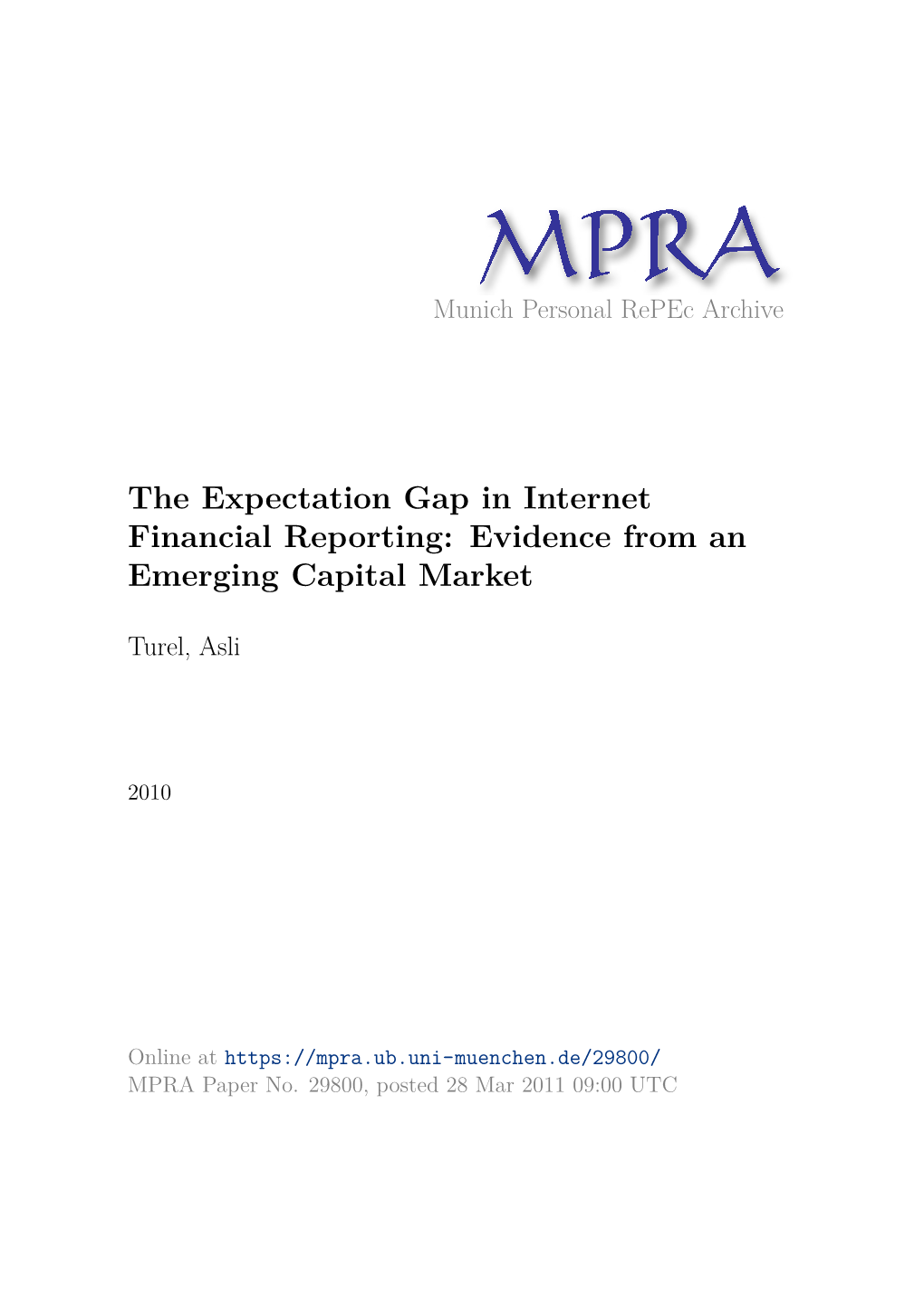 The Expectation Gap in Internet Financial Reporting: Evidence from an Emerging Capital Market