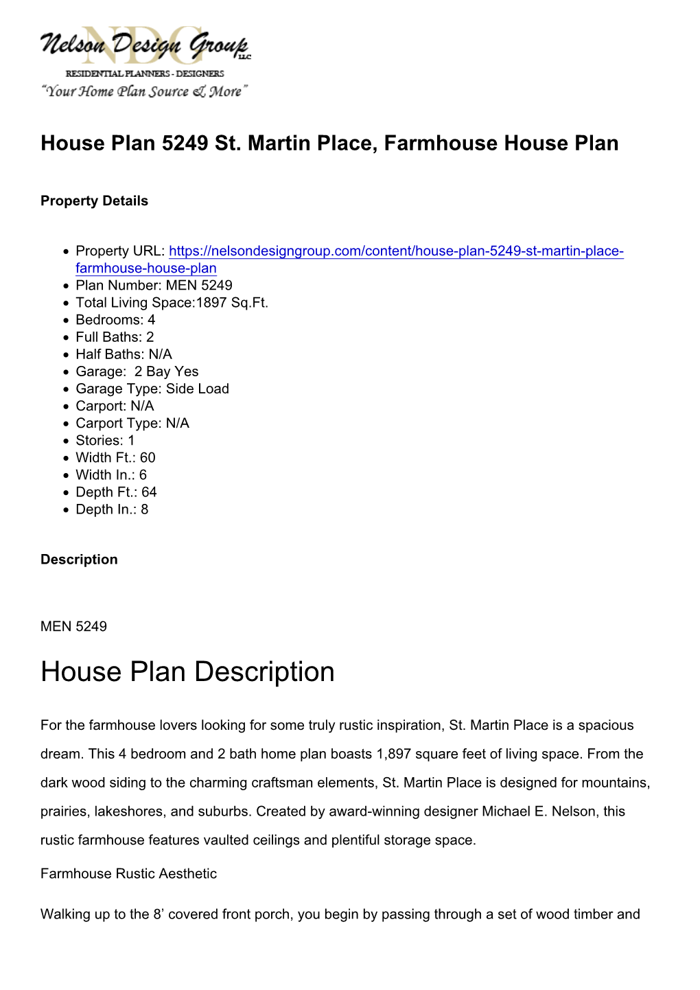 House Plan Description