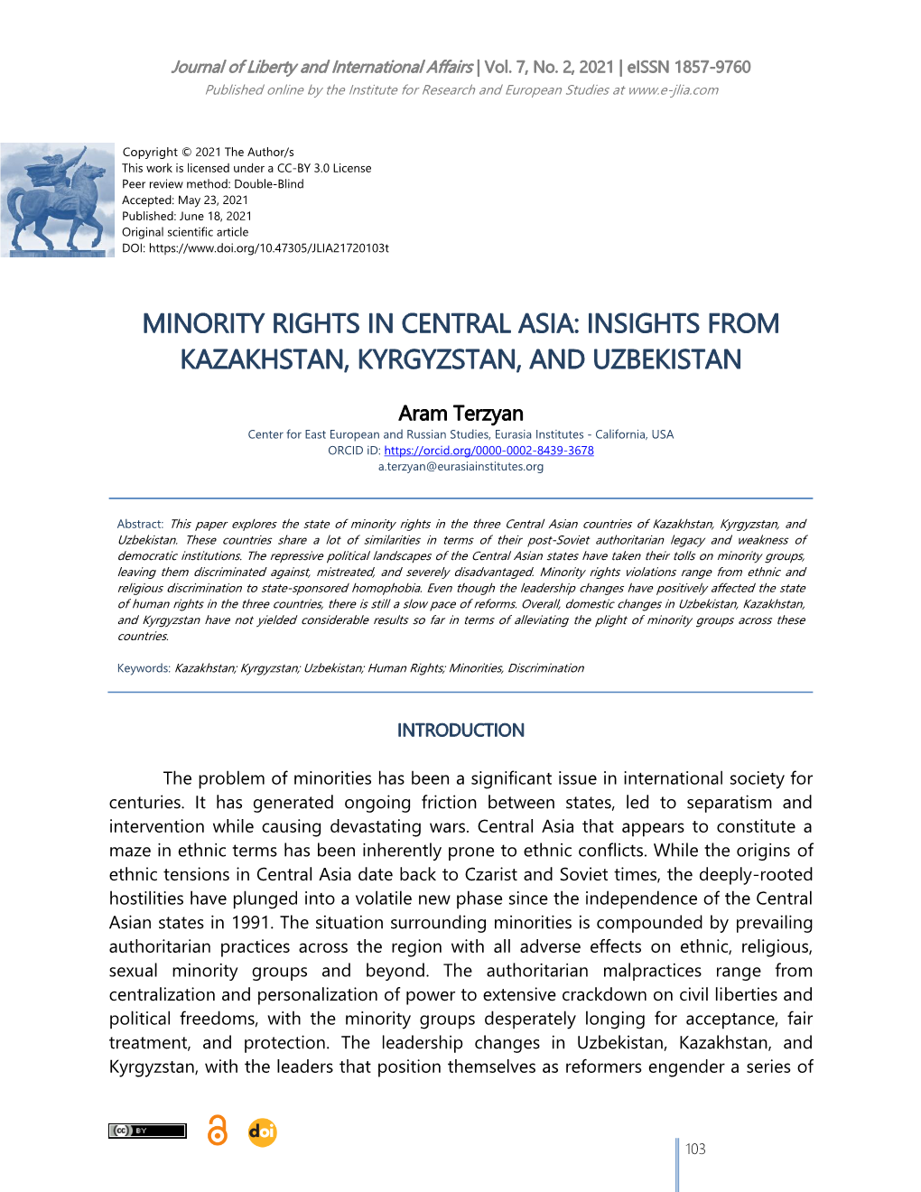 Minority Rights in Central Asia: Insights from Kazakhstan, Kyrgyzstan, and Uzbekistan