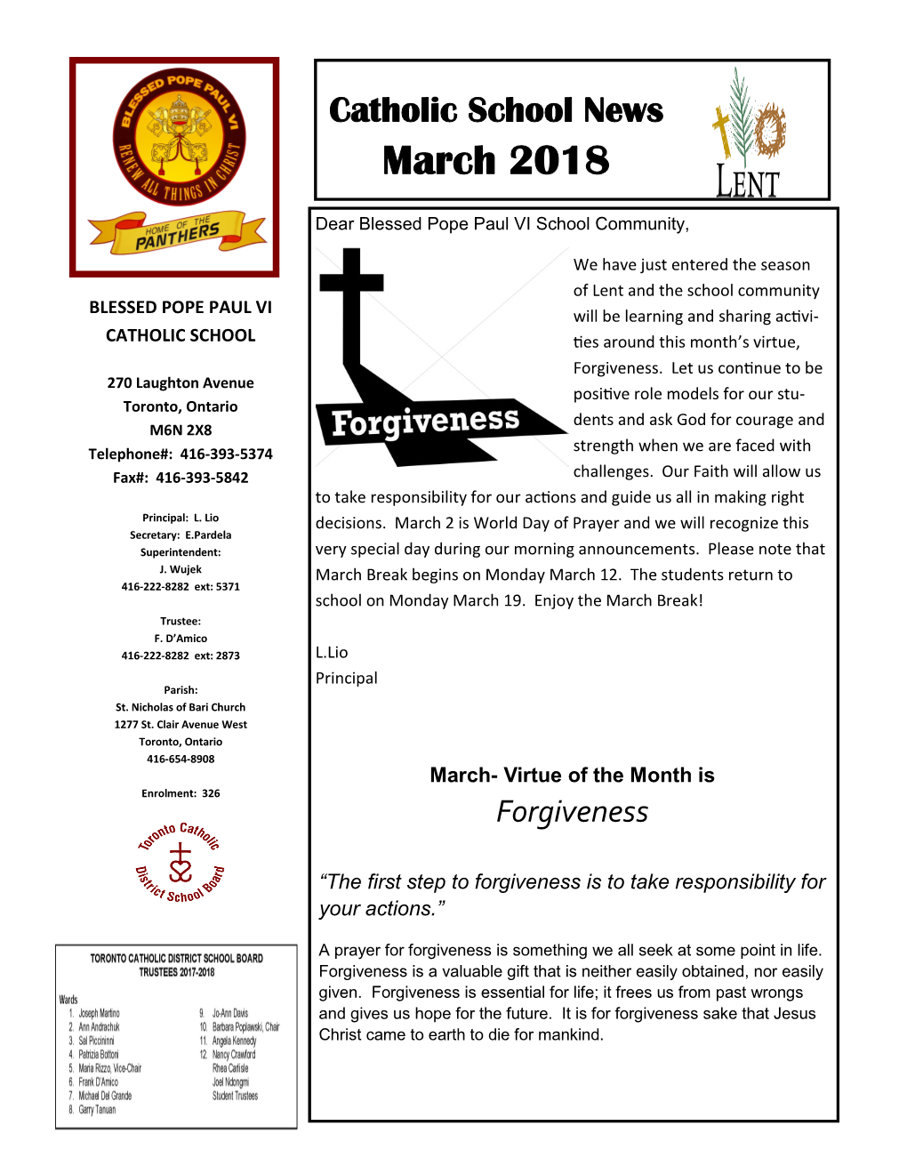 Catholic School News March 2018