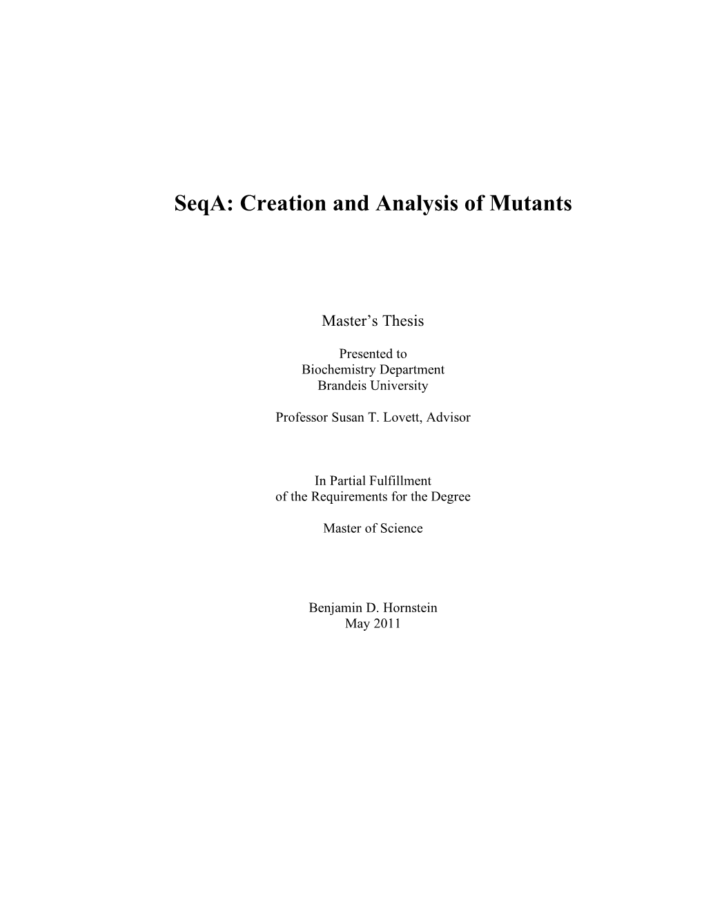 Seqa: Creation and Analysis of Mutants