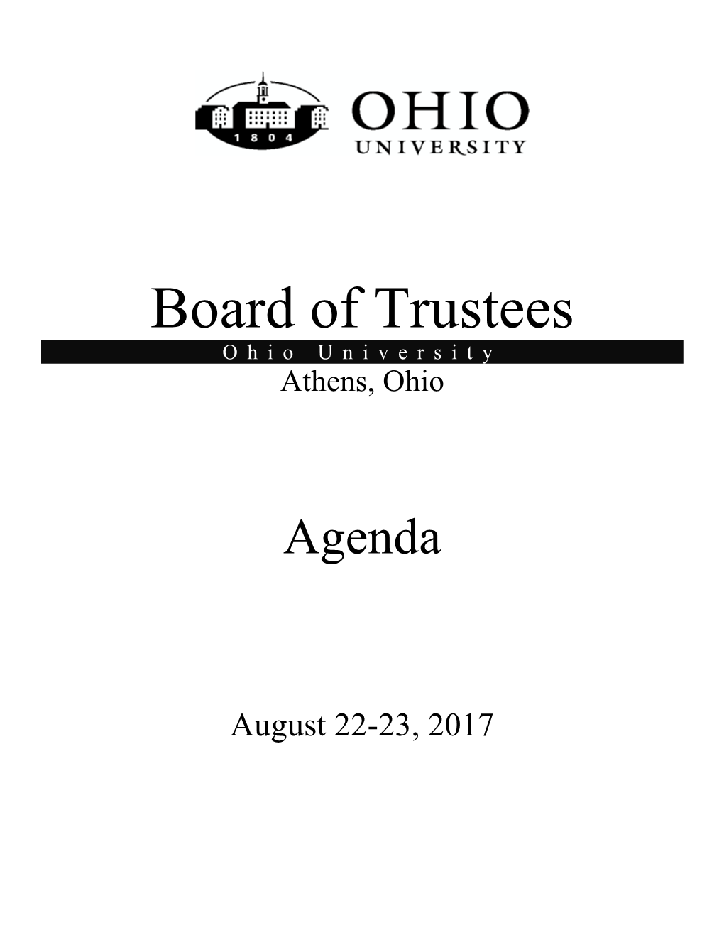 Board of Trustees Ohio University Athens, Ohio