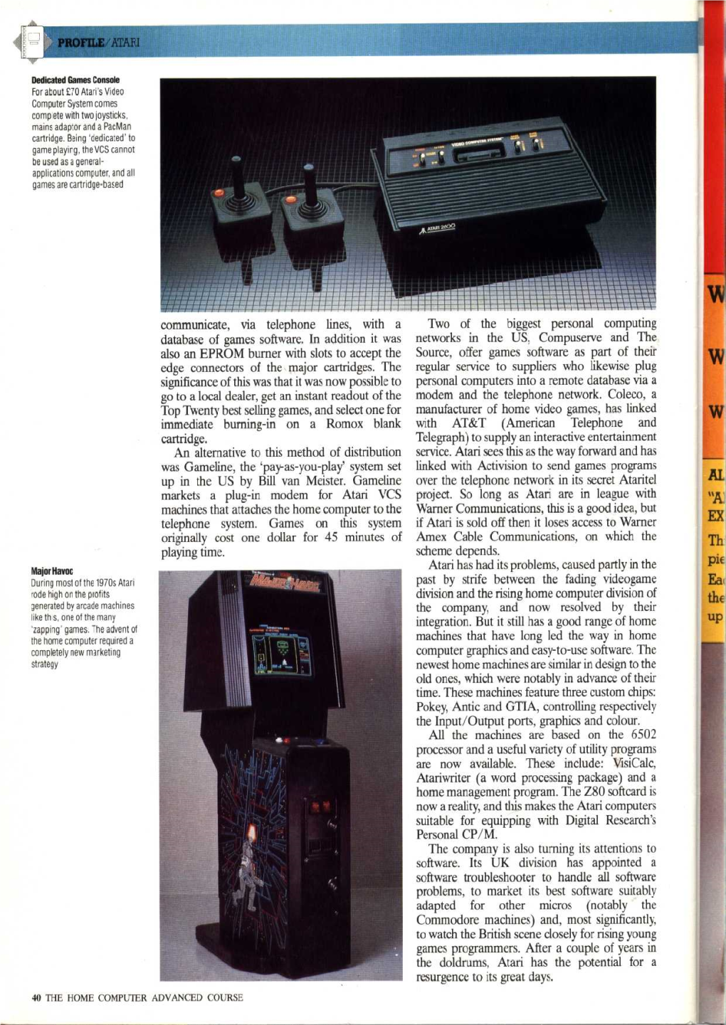 ATARI Communicate, Via Telephone Lines, with a Database of Games