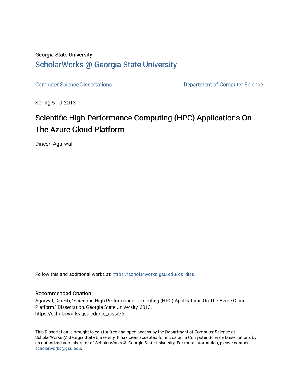 Scientific High Performance Computing (Hpc) Applications on the Azure Cloud Platform