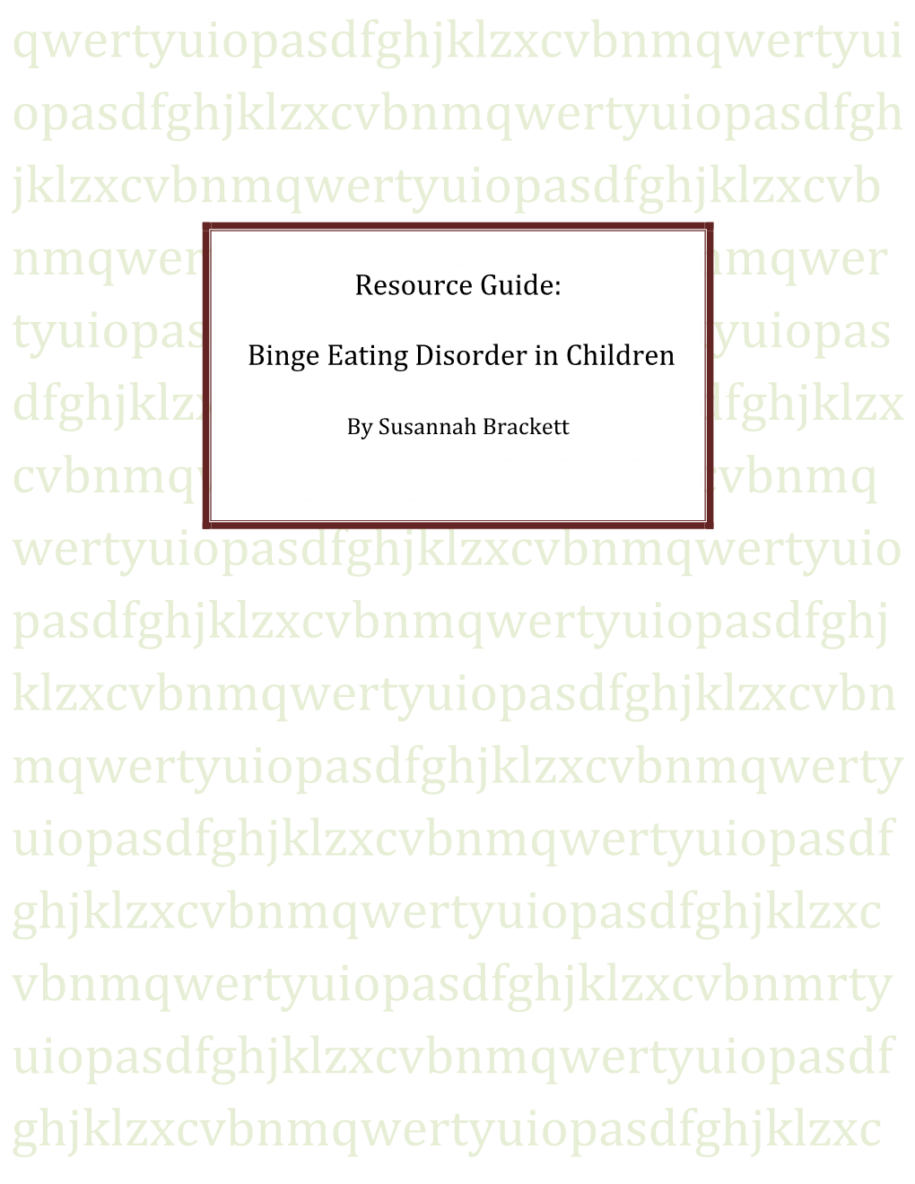Resource Guide for Binge Eating Disorder in Children