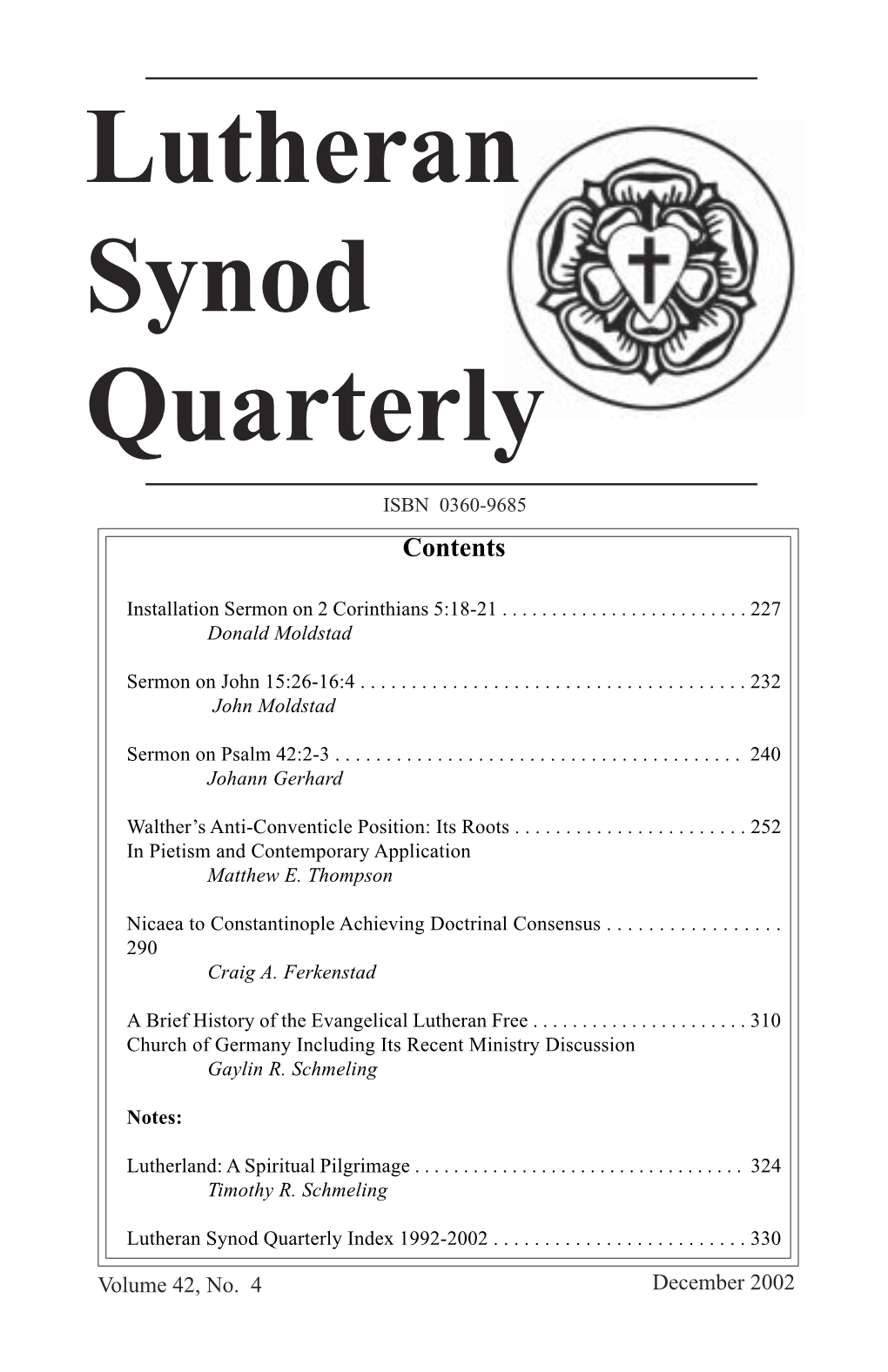 Lutheran Synod Quarterly