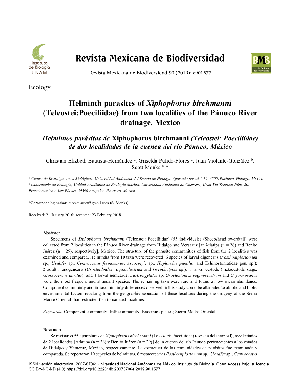 Revista Mexicana De Biodiversidad