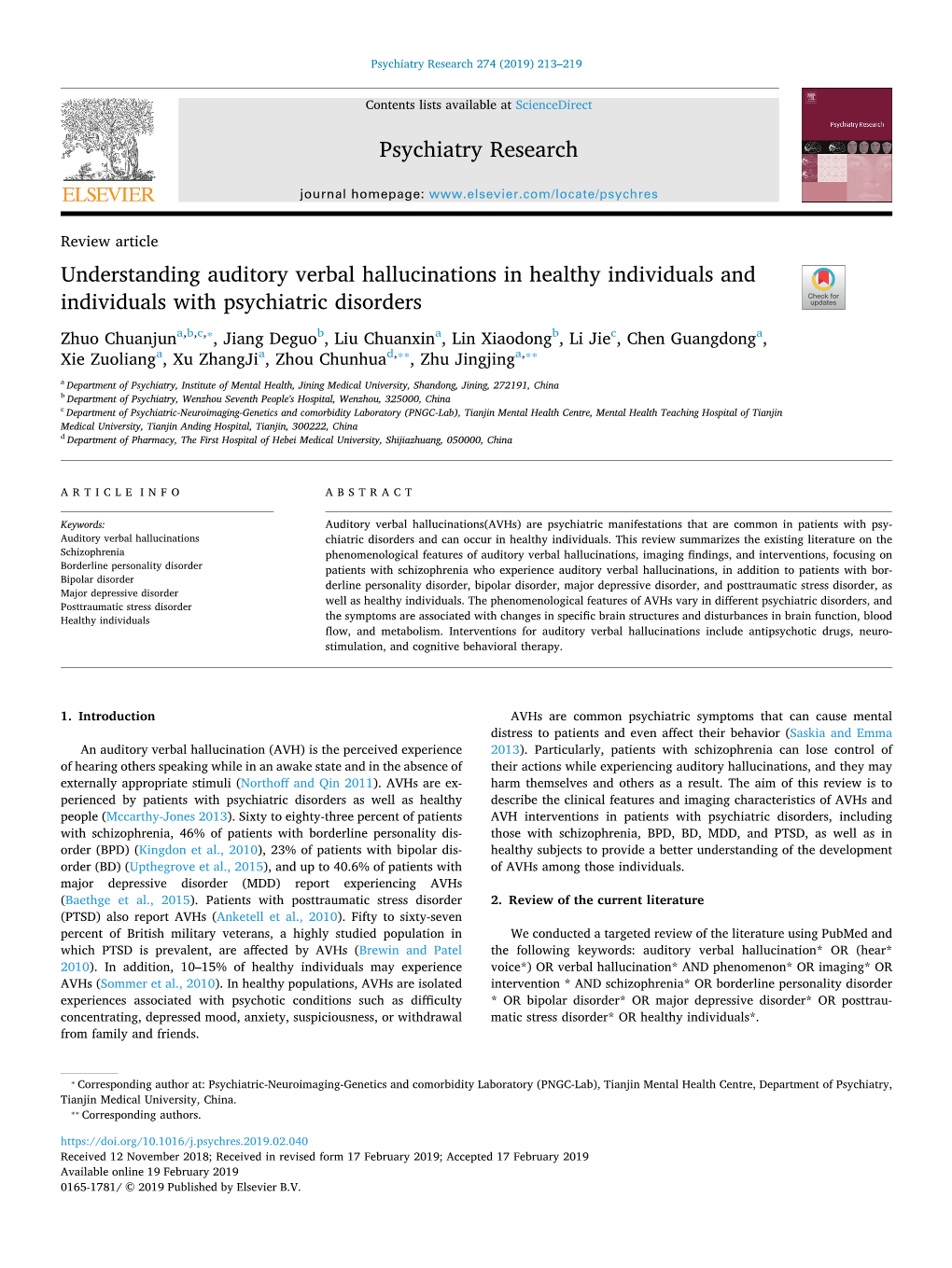 Understanding Auditory Verbal Hallucinations in Healthy Individuals and Individuals with Psychiatric Disorders