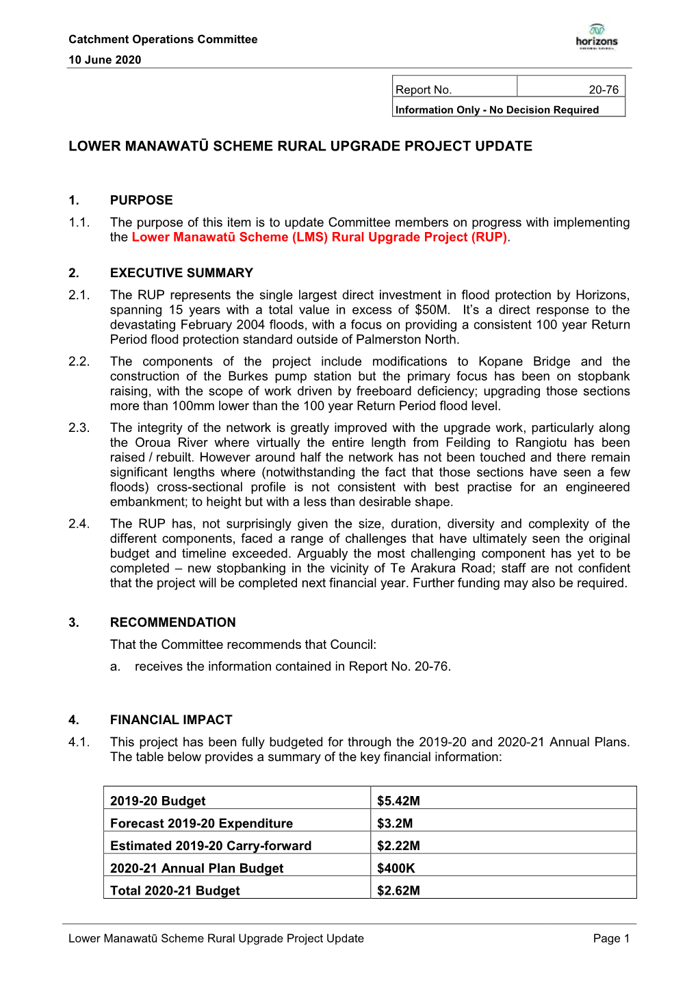 Catchment Operations Committee 10 June 2020