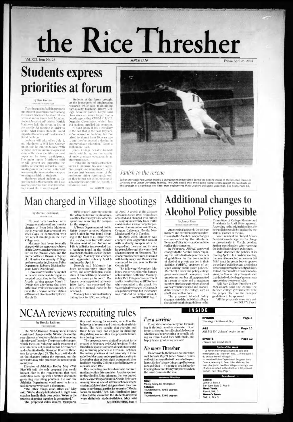 Students Express Priorities at Forum Man Charged in Village Shootings