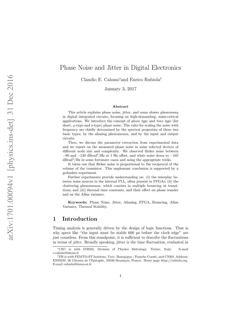 Phase Noise and Jitter in Digital Electronics