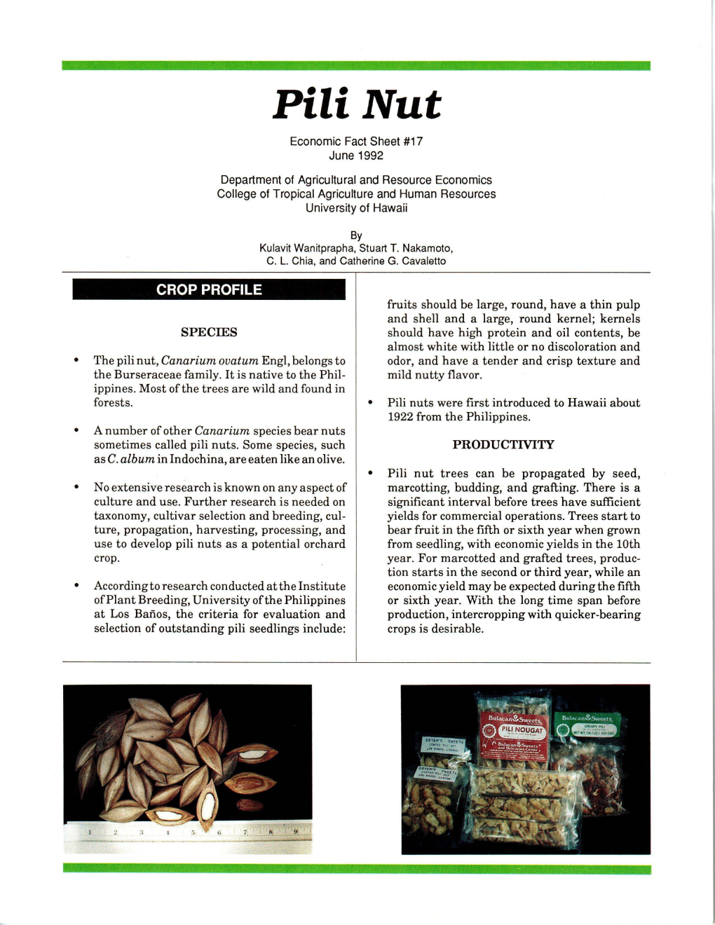 Pili Nut Economic Fact Sheet #17 June 1992