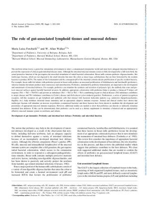 The Role of Gut-Associated Lymphoid Tissues and Mucosal Defence