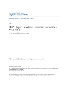 HEPP Report: Infectious Diseases in Corrections, Vol. 6 No. 6 HIV & Hepatitis Education Prison Project