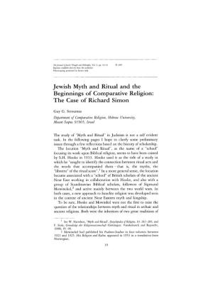 Jewish Myth and Ritual and the Beginnings of Comparative Religion: the Case of Richard Simon
