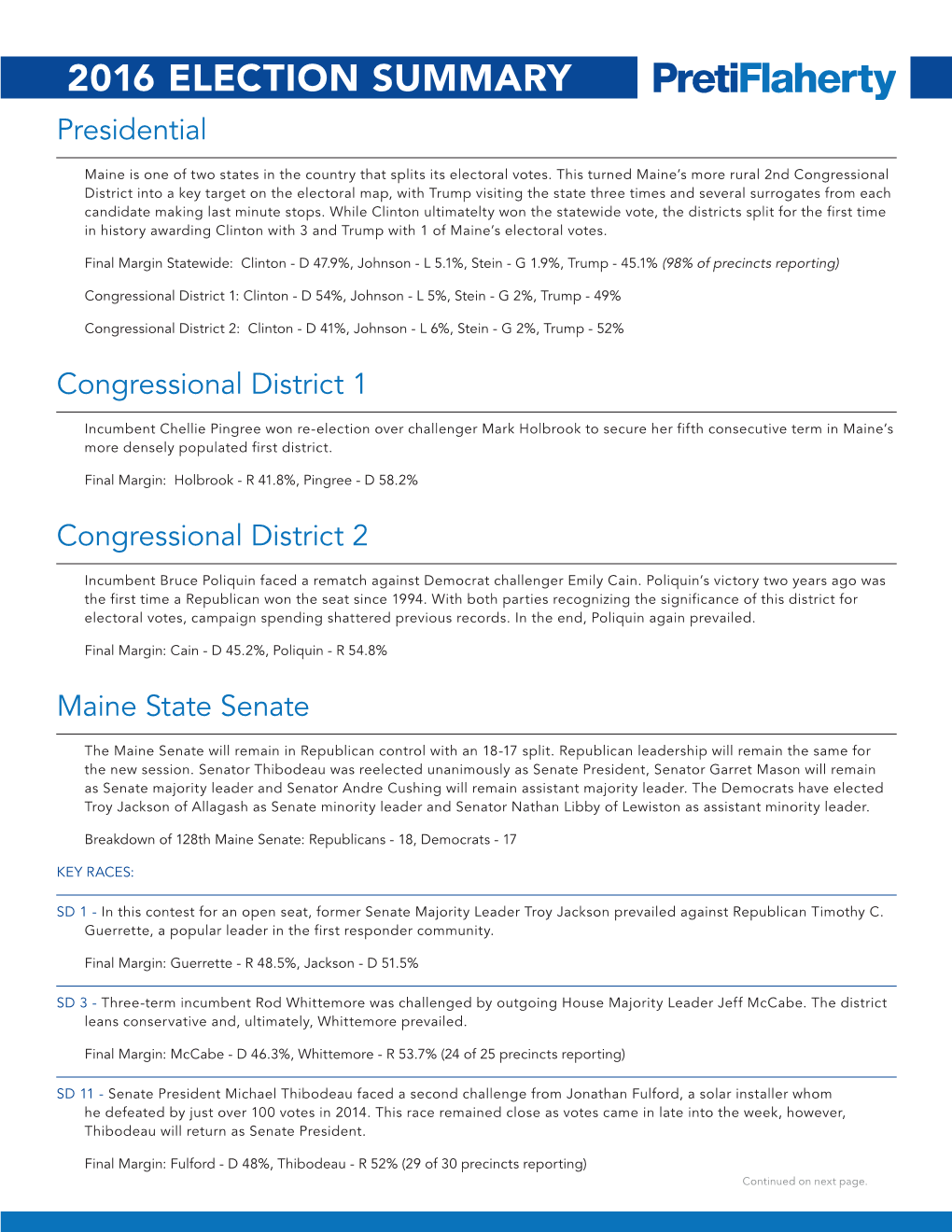 PF 2016 Election Summary. Final6.Updated11.18.16.Indd