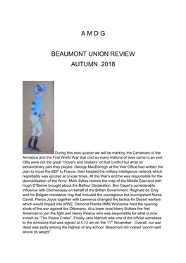 A M D G Beaumont Union Review Autumn 2018