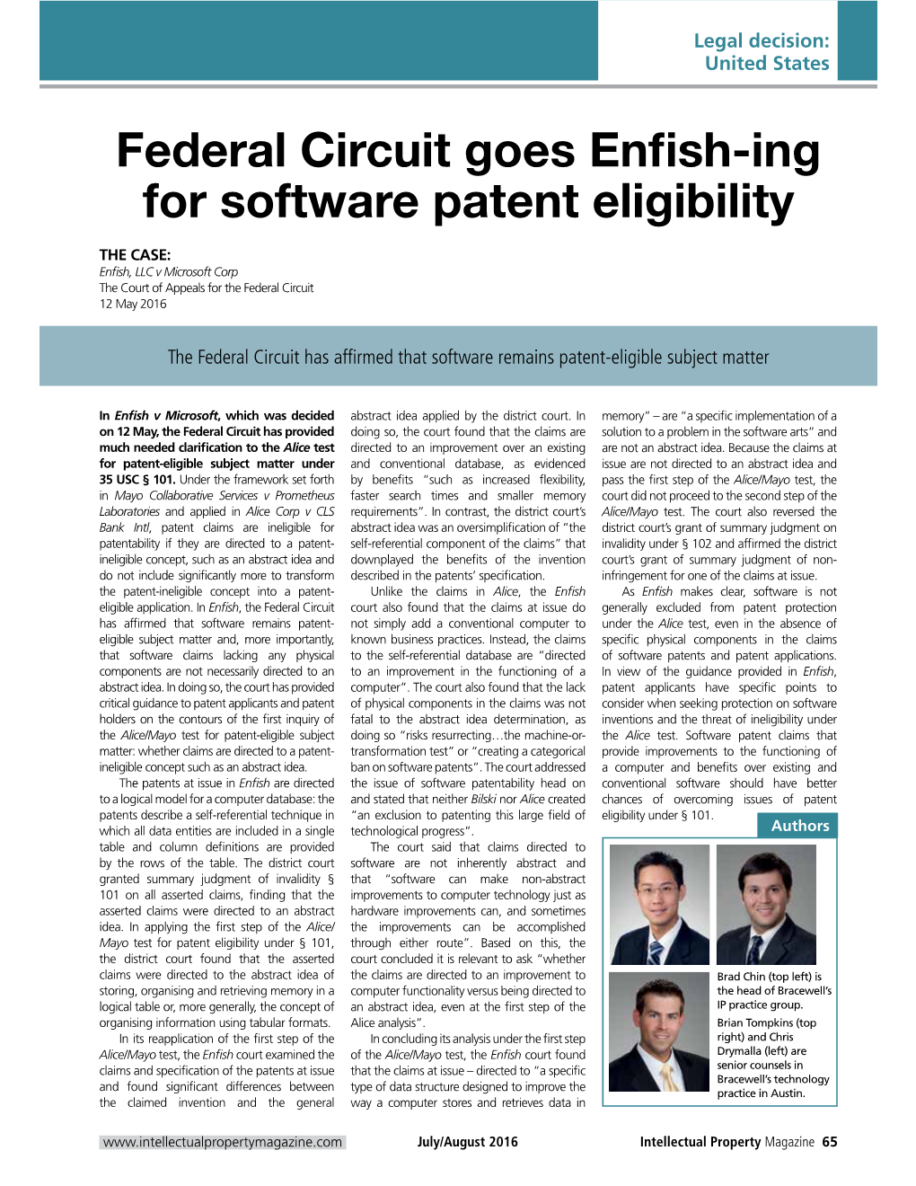 Federal Circuit Goes Enfish-Ing for Software Patent Eligibility
