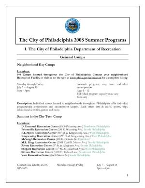 June 16Th Summer Program and Activity Phillystat Session