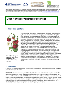 Lost Heritage Varieties Factsheet