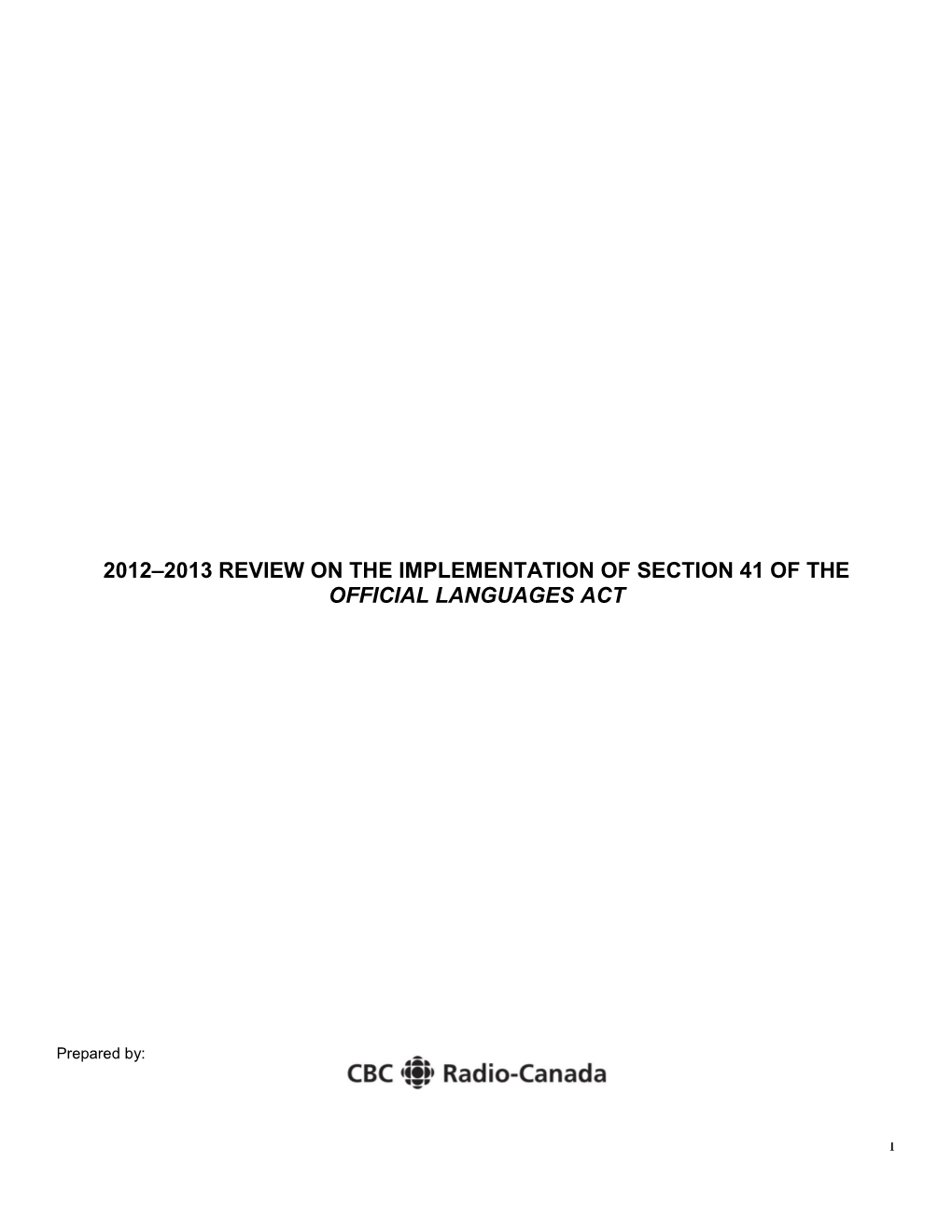 2012–2013 Review on the Implementation of Section 41 of the Official Languages Act