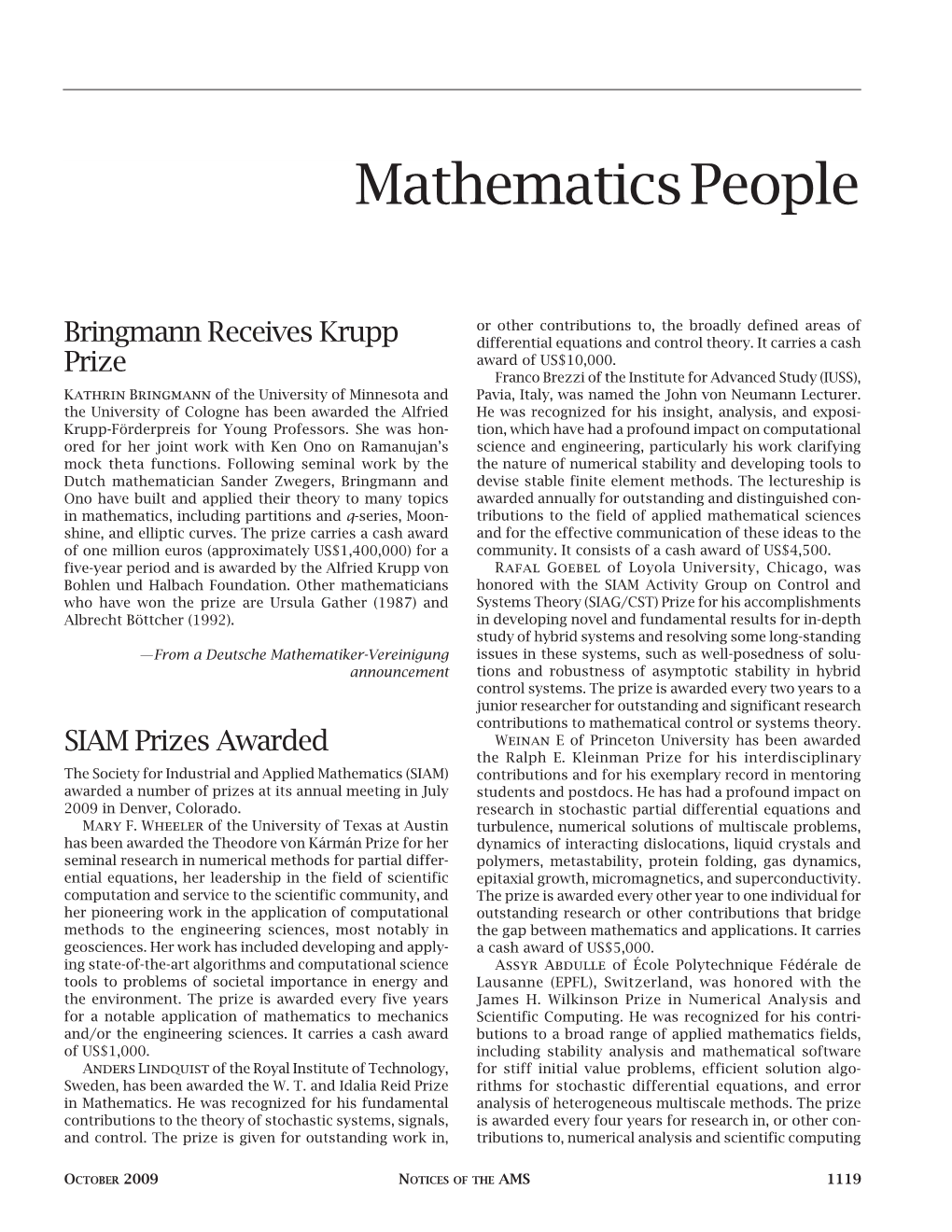 Mathematics People