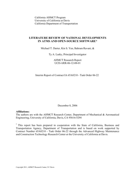 Literature Review of National Developments in Atms and Open-Source Software*