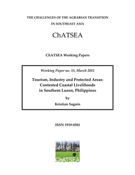 Tourism, Industry and Protected Areas: Contested Coastal Livelihoods in Southern Luzon, Philippines