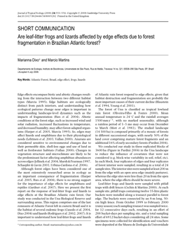 Are Leaf-Litter Frogs and Lizards Affected by Edge Effects Due to Forest Fragmentation in Brazilian Atlantic Forest?