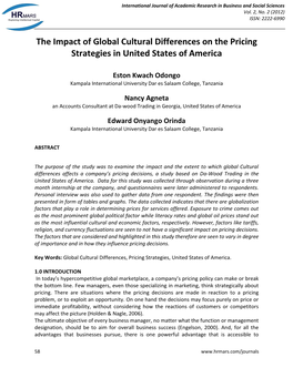 The Impact of Global Cultural Differences on the Pricing Strategies in United States of America