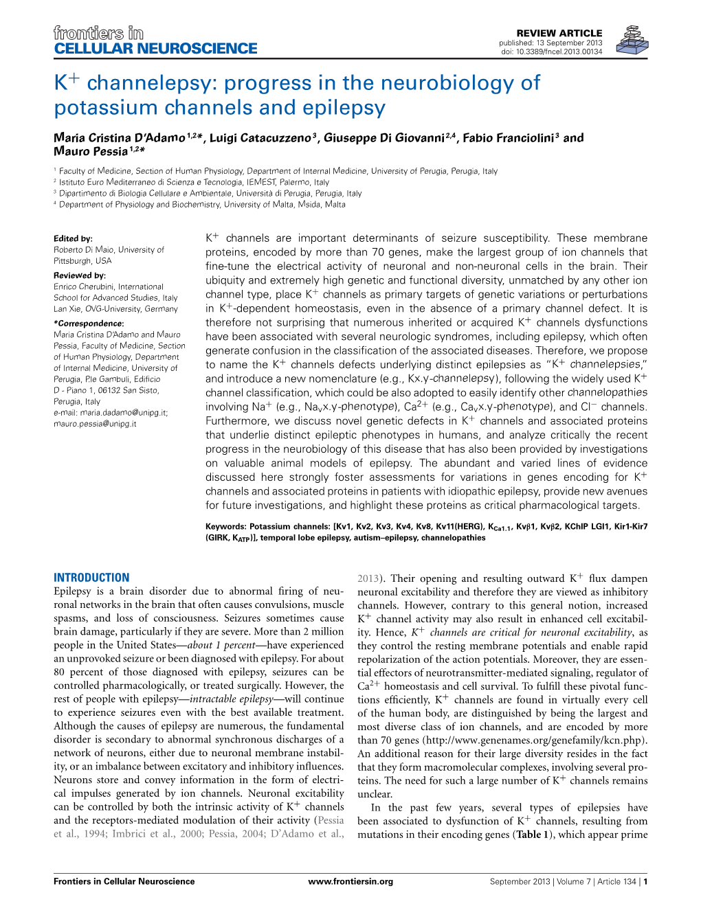 Progress in the Neurobiology of Potassium Channels and Epilepsy