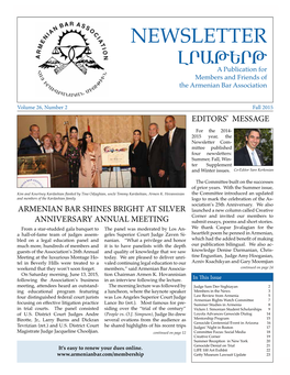 NEWSLETTER LRAFYRF a Publication for Members and Friends of the Armenian Bar Association