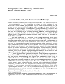 Understanding Media Discourse Around Community Reading Events