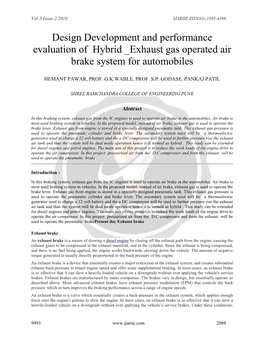 Design Development and Performance Evaluation of Hybrid Exhaust Gas Operated Air Brake System for Automobiles