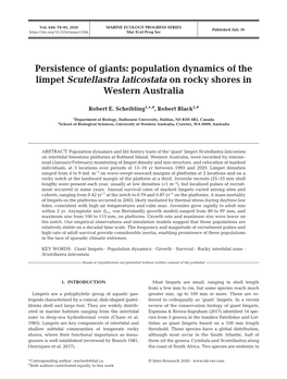 Population Dynamics of the Limpet Scutellastra Laticostata on Rocky Shores in Western Australia
