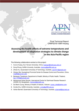 Assessing the Health Effects of Extreme Temperatures and Development of Adaptation Strategies to Climate Change in the Asia-Pacific Region