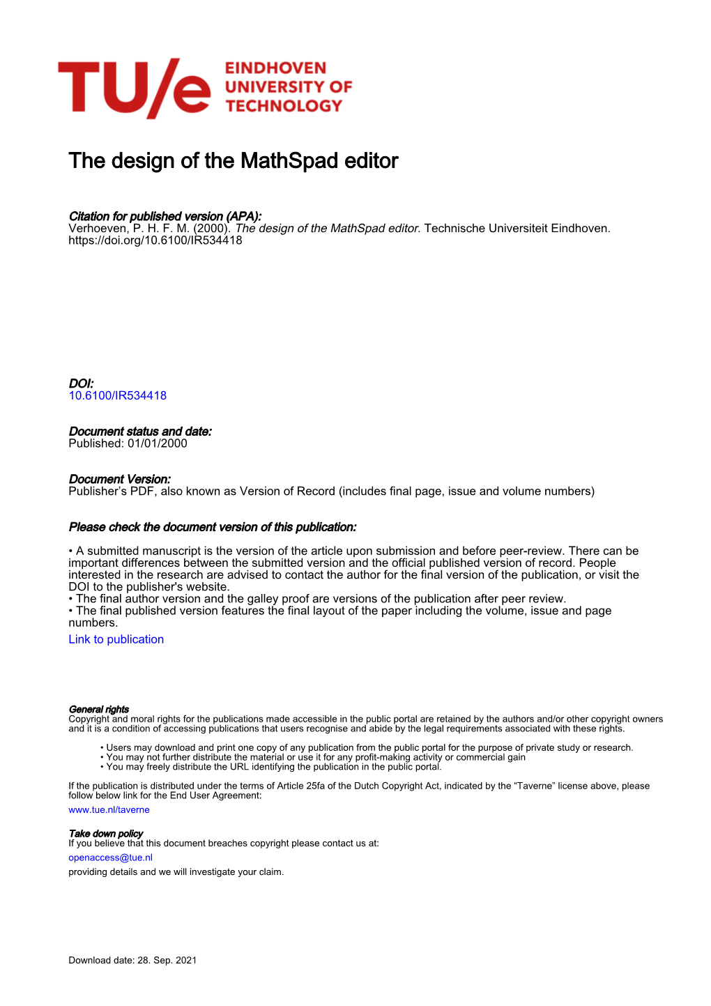 The Design of the Mathspad Editor