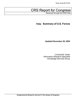 Iraq: Summary of U.S. Forces