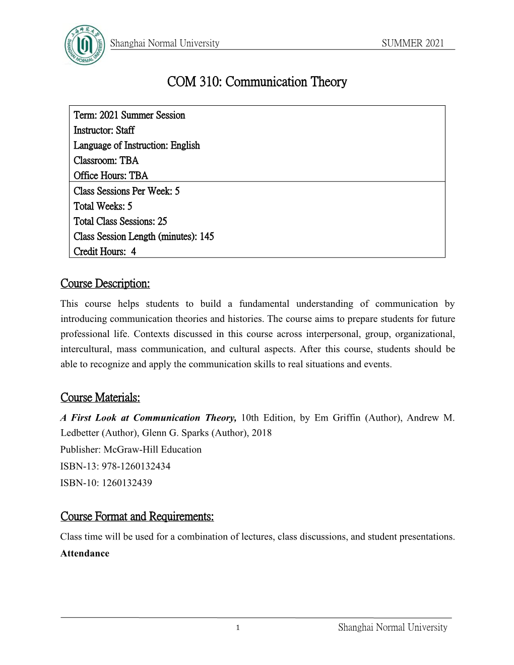 COM 310: Communication Theory