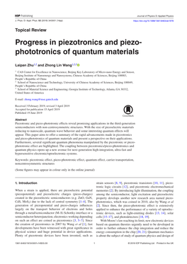 Progress in Piezotronics and Piezo-Phototronics of Quantum