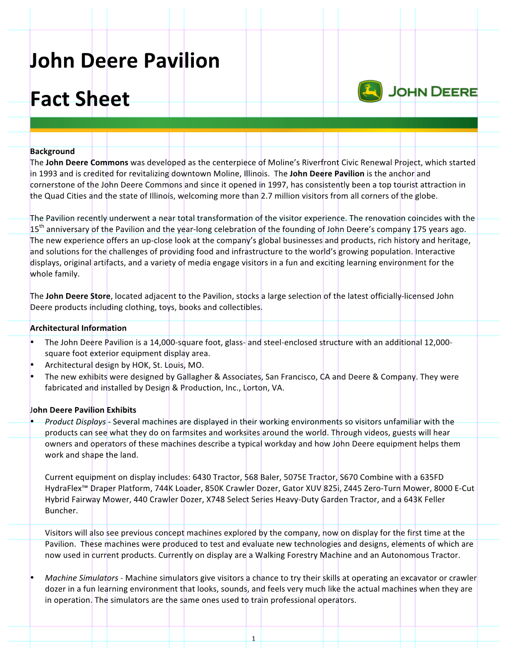 John Deere Pavilion Fact Sheet