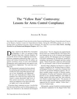 Yellow Rain” Controversy: Lessons for Arms Control Compliance