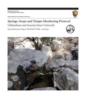 Springs, Seeps and Tinajas Monitoring Protocol Chihuahuan and Sonoran Desert Networks