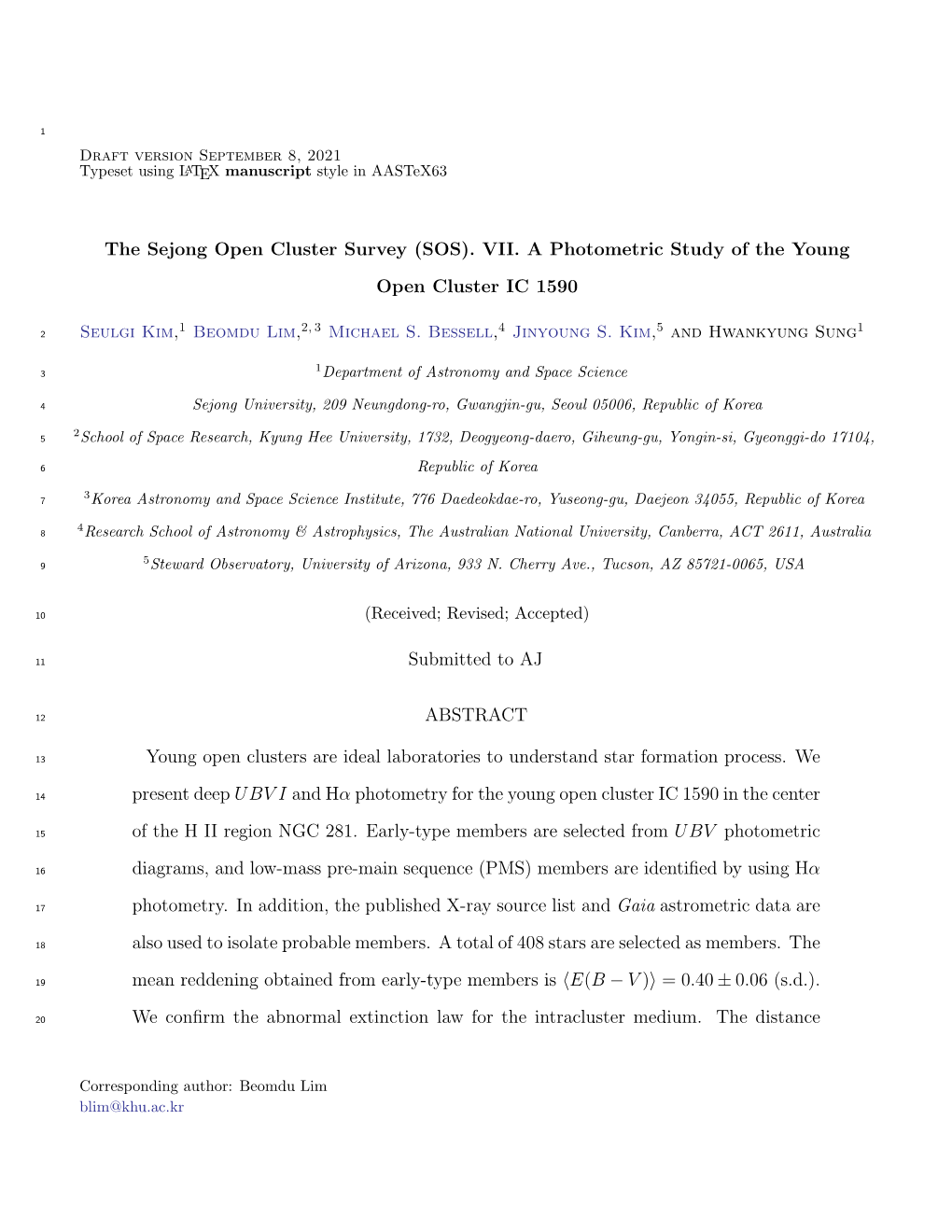 VII. a Photometric Study of the Young Open Cluster IC 1590