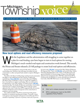 New Local Options and Road Efficiency Measures Proposed in This Issue